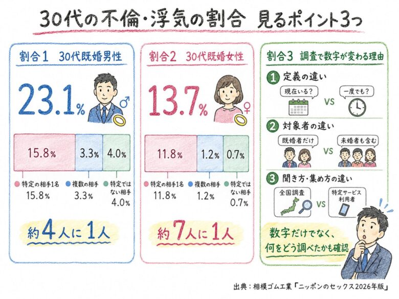 １章　３０代の不倫は多い？男女別の割合