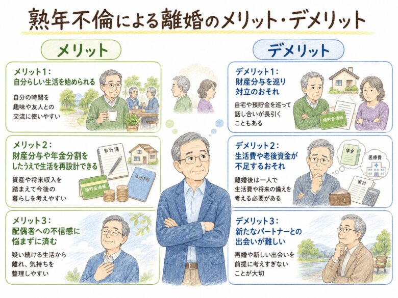 5章 熟年不倫による離婚のメリット3つデメリット3つ